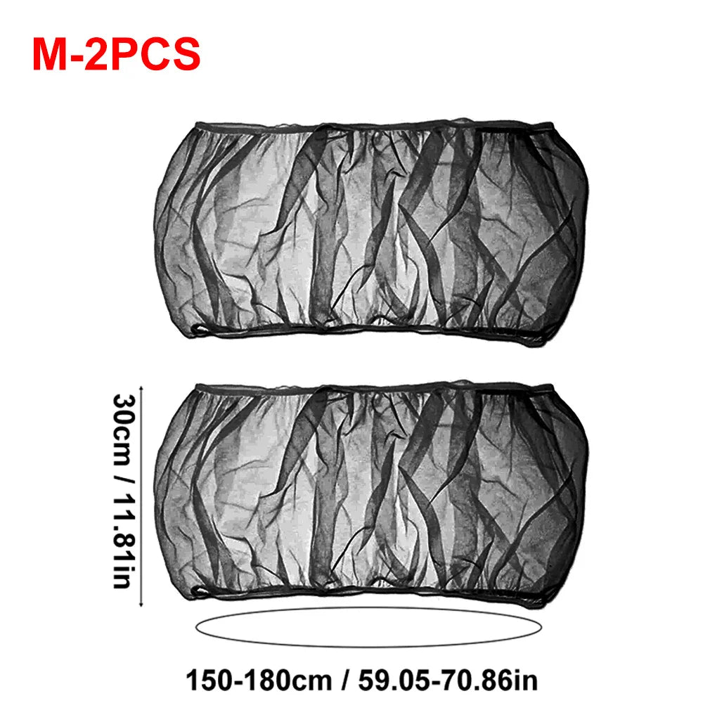 Black stretchy bird cage seed guard net shown flat for comparison