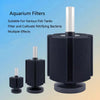 A black biochemical sponge filter for aquarium use shown in various sizes and configurations.