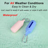 A light pink silicone dog poop bag dispenser and storage holder floating in clear water.