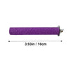 A purple natural wooden perch stand for parrots and birds, measuring 3.93 inches long.
