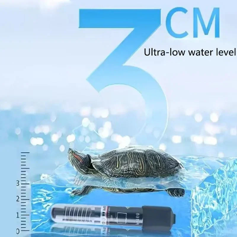 Un petit lézard repose sur une tige d'eau, à côté d'un tube en verre, démontrant une technologie à très faible niveau d'eau.