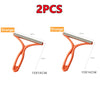 Two orange silicone double-sided pet hair and lint removers shown with dimensions 13x14cm.