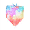 A square fabric pouch tie-dye in shades of pink, purple, and blue with a blue tie at the top.