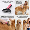 A two-in-one grooming tool used to gently detangle and remove loose undercoat from a dog's coat.