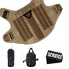 A tan durable dog harness and leash set for training and walking, shown with individual components.