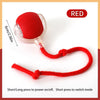 Red automatic electric cat ball toy with a silicone ball and a red string for interactive play