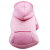 A pink cozy hooded sweatshirt designed for dogs.