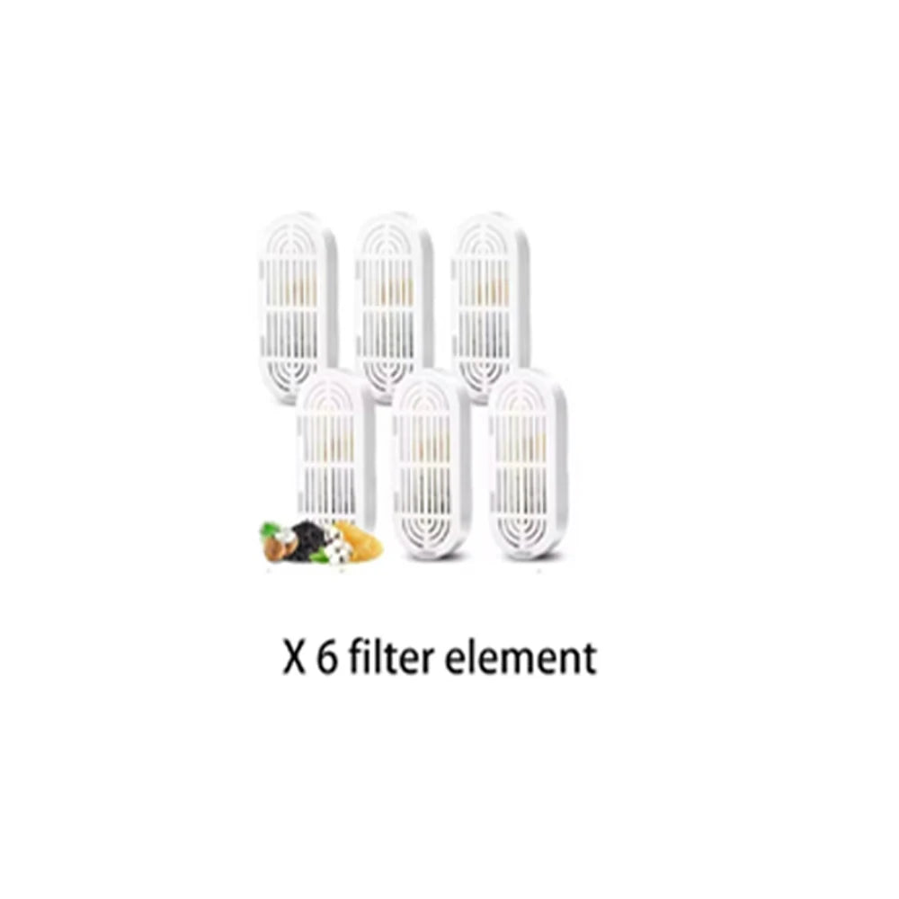 Six white filter elements for a stainless steel cat water fountain
