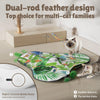 Dual-rod feather design cat toy for multi-cat families shown on a wooden surface with cats interacting with the toy.