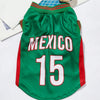 Green and red breathable mesh sport dog jersey with the number 15