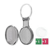 Clear silicone protective cover for an AirTag with a keychain loop and cleaning wipes