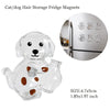 Clear glass dog figurine magnet for storing pet hair on the fridge