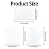 Guantes desechables blancos para quitar pelo de mascotas, con medidas de talla.