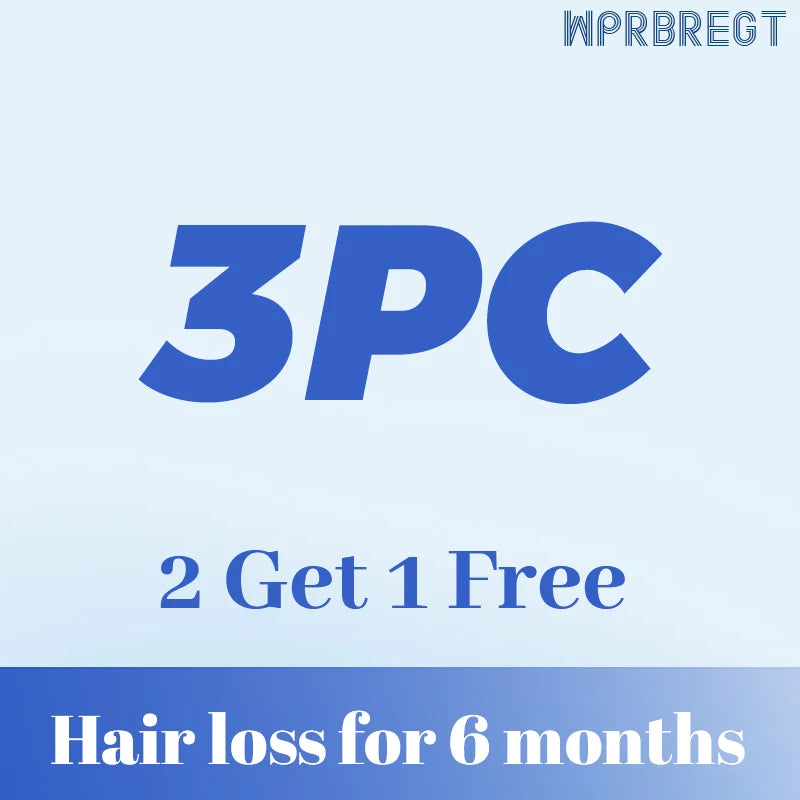Werbegrafik für ein 3er-Paket-Angebot, mit Text über Haarausfall und einem Produktnamen.