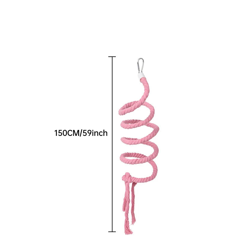 Rosa Farbverlauf-Kletterseil-Stange für Vögel, 150 cm lang.