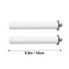 A white cylindrical perch stand, 5.9 inches long, for parrots and birds.