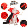 Adjustable vampire cape for cats and small dogs in red and black fabric