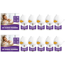 A set of white cat calming pheromone diffusers for anxiety relief and stress reduction.