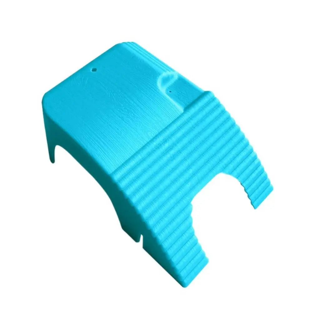 A bright blue adjustable reptile basking platform with suction cups for turtles and amphibians.