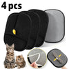 Four reusable pet hair cleaning gloves in black and gray for dogs and cats