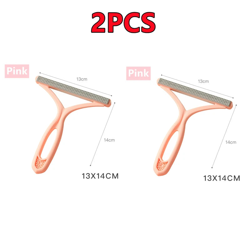Two pink silicone double-sided pet hair and lint removers shown from the side.