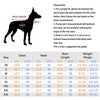 A diagram showing measurements for a dog hoodie, including chest, neck, and back length, with size chart options.
