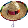 Sombrero tejido con rayas coloridas, diseñado para mascotas.