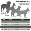 A comparison chart showing sizes for different dog breeds including Retrievers, Doberman, Siberian Husky, and German Shepherd