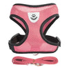 Set of pink pet harness and leash with a mesh design