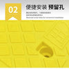 Yellow plastic product with molded features and text indicating easy installation