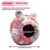 Flauschiges rosa und graues Flanell-Vogelnest mit einem Öffnungsdurchmesser von 9 cm.