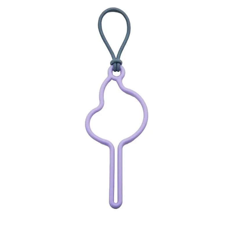 A purple hands-free dog poop bag dispenser with a leash clip.