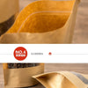 Close-up of a reusable kraft paper zipper bag, showing its texture and design features.