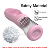 A pink plastic dispenser for pet water and food, made of PET material, safe for use without hot water or in a dishwasher.
