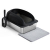 Litière pour chat en acier inoxydable avec pelle et tapis en silicone assorti