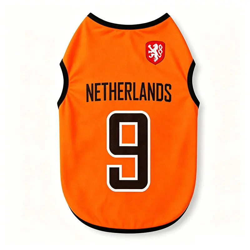 Orange and black sports jersey vest for the Netherlands team with the number 9