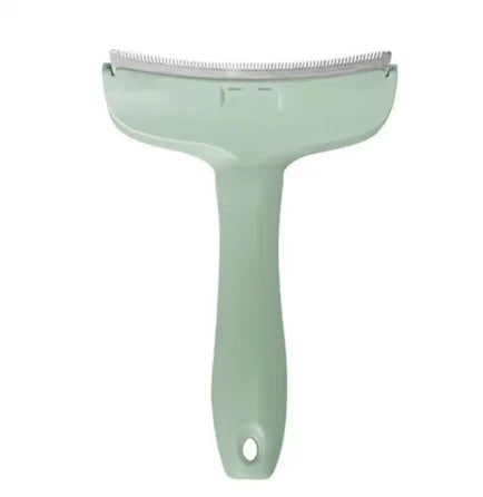 A light green pet slicker brush tool for deshedding dogs and cats.