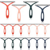 A collection of silicone pet hair and lint remover tools in various colors including orange, pink, green, and blue.