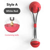 Red suction cup tug dog ball with a white red style and containing bells