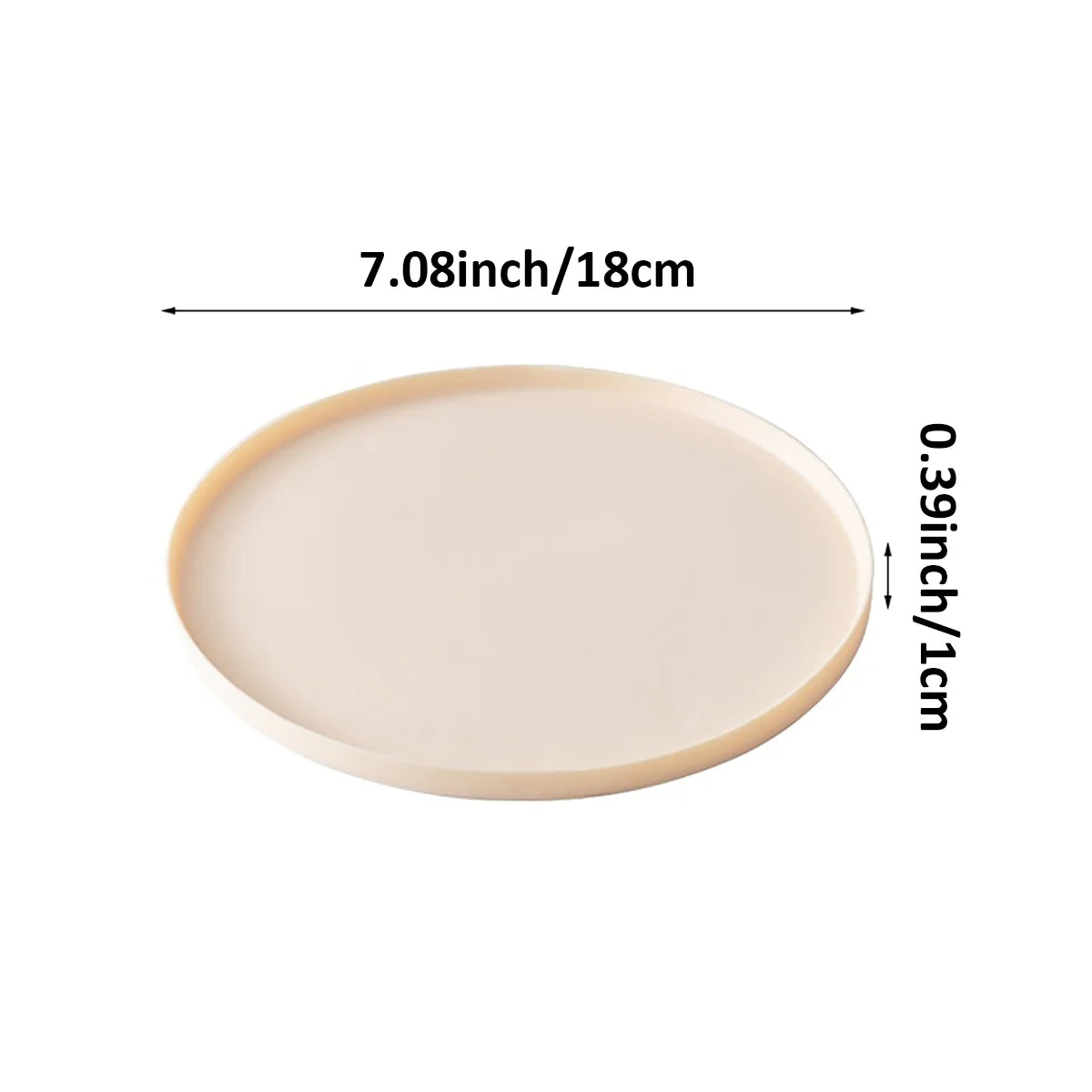 Round, light beige silicone pet feeding mat for dogs and cats, measuring 7.08 inches in diameter.