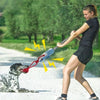 A woman is playing dog tug-of-war with a dog using a durable rope toy in an outdoor setting.