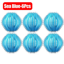 Six blue reusable lint catchers shown in a grid layout.