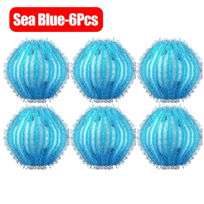 Six blue reusable lint catchers shown in a grid layout.