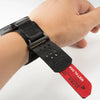 A black nylon sport band for a Huawei watch is shown on a wrist.