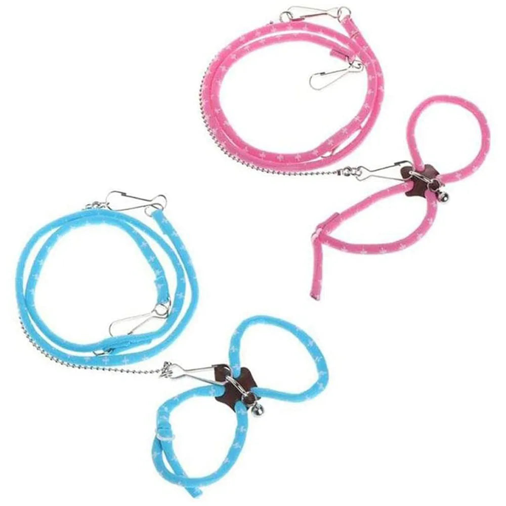 Arnés y correa ajustable para mascotas de color rosa y azul para roedores pequeños