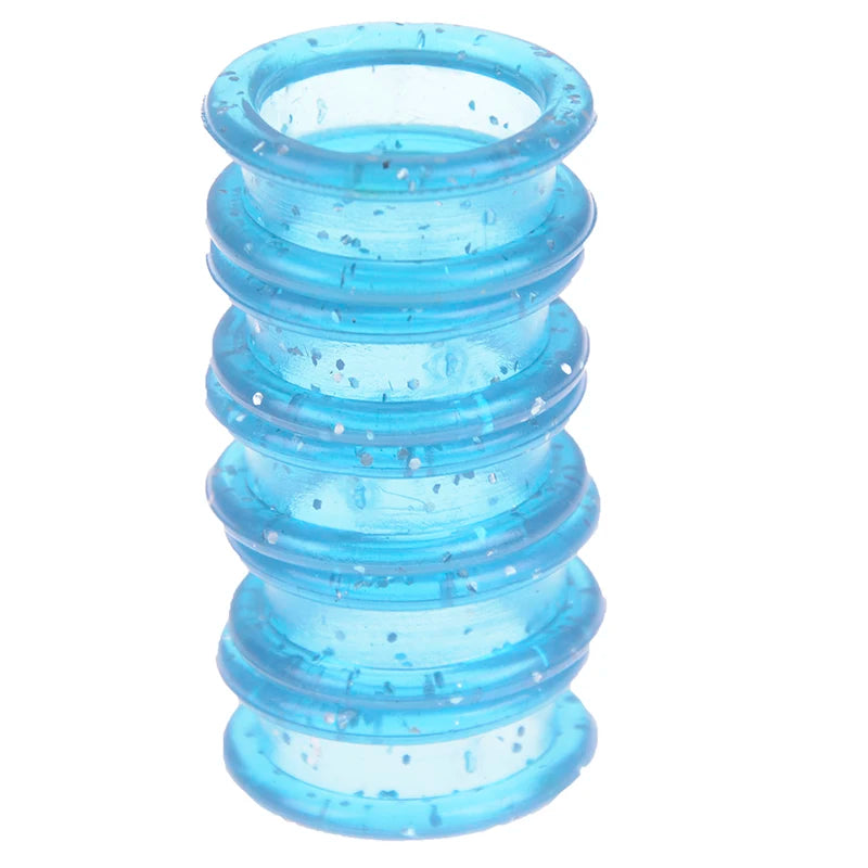 A stack of light blue silica gel hair scissors.