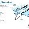 A light blue pet grooming hammock with a stand, featuring stainless steel and mesh materials for nail trimming.