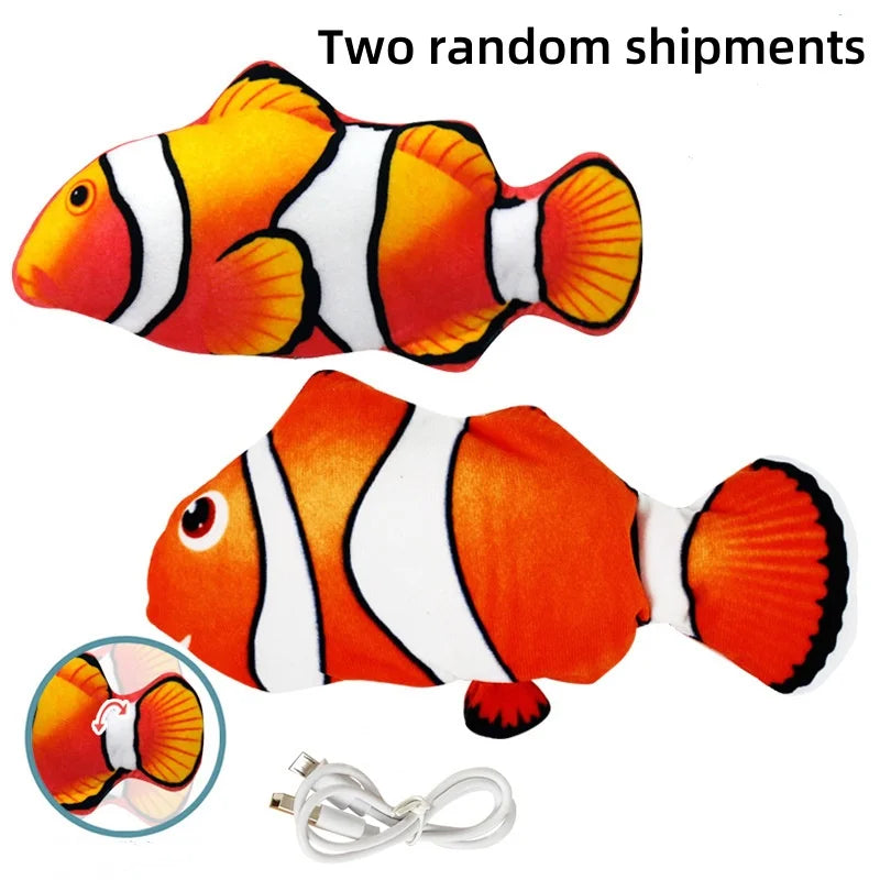 Two random shipments of orange and white electric floppy fish cat toys with attached wires