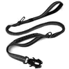 Black tactical dog leash for large breeds with a buckle and adjustable strap.