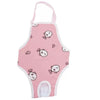 Pink adjustable washable dog sanitary pants with a cute face pattern
